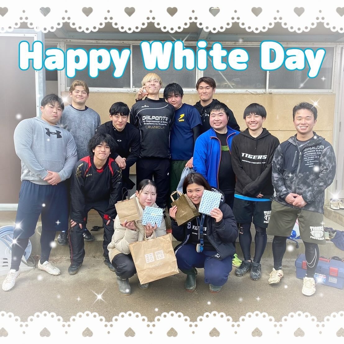 【Happy White Day🤍】

本日はホワイトデーですね🤍

練習後に選手からサプライズでお返しとしてお菓子がプレゼントされました！驚きましたが、とても嬉しかったです🫶🏼 

いよいよ春の二部練までの練習も残り数回となりました！強度の高い練習に向けて着実に準備していきます🫡

#