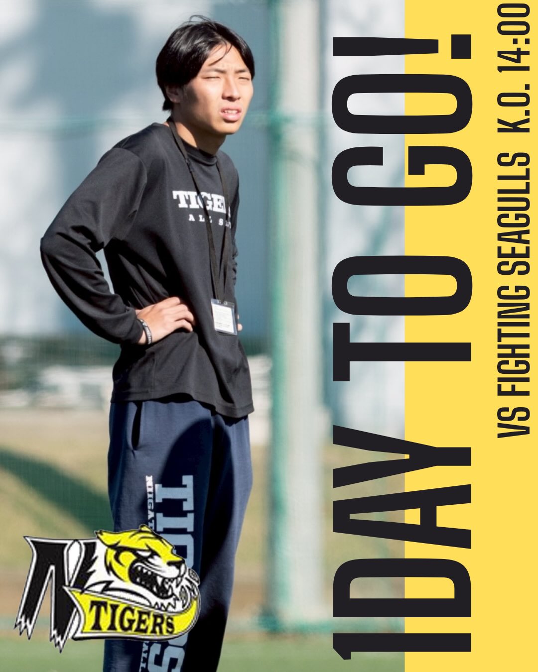 【最終節 横浜市立大学戦まであと1日】

vs Yokohama City University FIGHTING SEAGULLS
12/7 SUN 14:00 kick off

いよいよ最終節前日となりました！

前回の勝利を追い風に、悔いが残らぬよう一つ一つのプレーに集中して全力で戦います

最終節も温かいご声援のほど、よろしくお願いいたします！

-————————

〈試合詳細〉
横浜市立大学戦
〇日時
12/7(日) 14:00 kickoff
〇会場
拓殖大学八王子キャンパス総合グラウンド
（東京都八王子市館町815-1)

〜最終節 横浜市立大学戦をご観戦の皆様〜

最終節 横浜市立大学戦は大学会場のため、無料でご観戦いただけます。
ご観戦の方は、【①お名前（代表者） ②人数 ③交通手段】をメール(niigata.tigers@gmail.com)にてご連絡ください

【ご案内・注意事項】
・お車でお越しの方は、拓殖大学の駐車場をご利用いただけます。
「南門」から入構し、「学生駐車場」にお停めください。（※画像2・3枚目）

・観客席は、陸上トラック外側の芝生エリアに、観客用ベンチを設置する形となります。（※画像4・5枚目）

・観客用ベンチは数に限りがございます。恐れ入りますが、折りたたみ椅子やレジャーシート等をお持ちの方は、ご持参いただけますと幸いです。

・人工芝のため、グラウンド内では金属クリーツおよびそれに類するもの（ハイヒール等）、革靴、サンダルの使用は禁止となっております。ご注意ください。

・横浜市立大学戦は最終節のため、試合終了後に記念撮影の時間を設けております。
ぜひご来場の皆様も、ご自由に撮影ください。

※会場案内は2~5枚目をご覧ください。

#